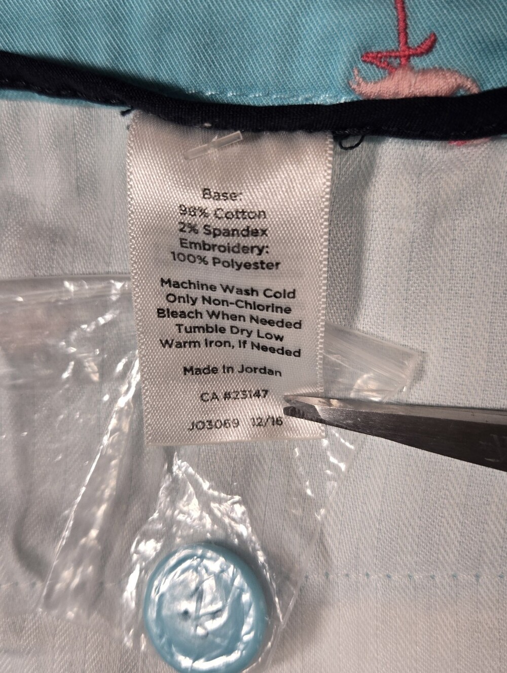 Talbots Perfect Shorts 10 Turquoise All Over Embroidered Flamingos Summer Beach - Picture 6 of 6
